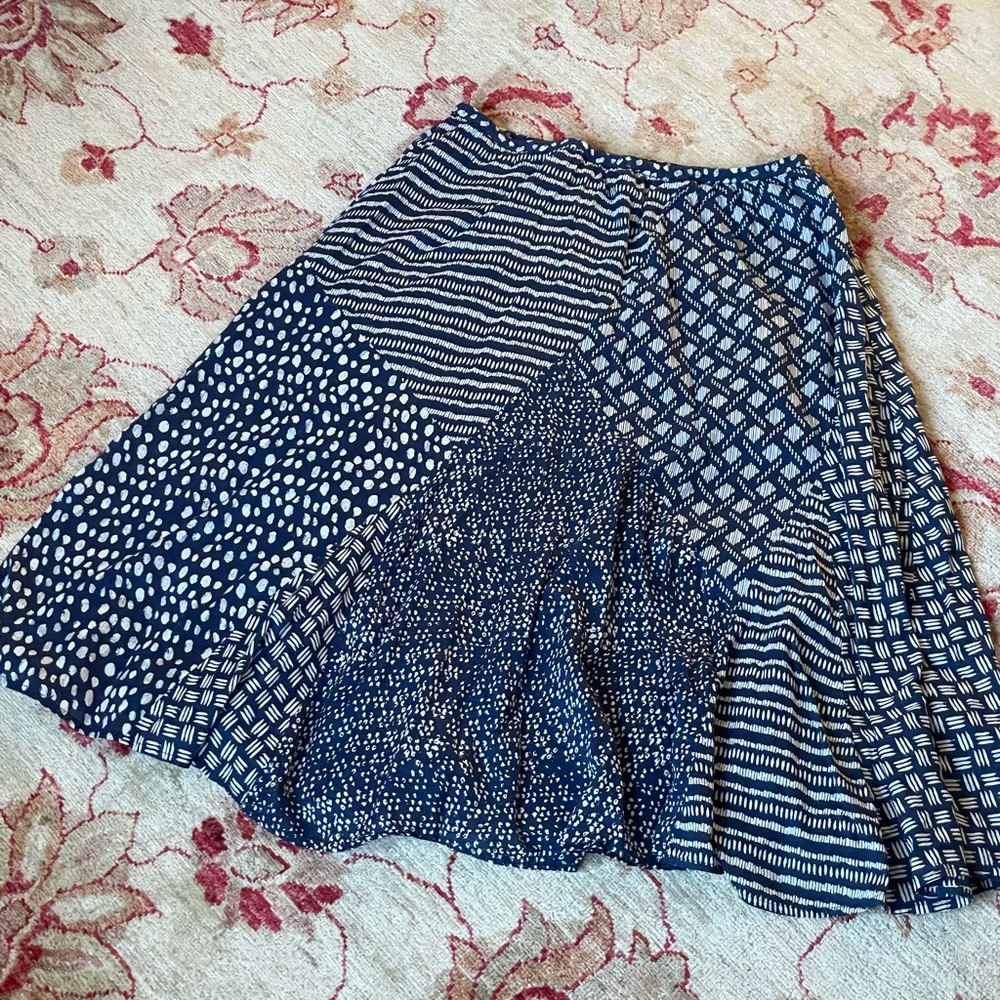 Style & Co. Navy Patterned Midi Skirt